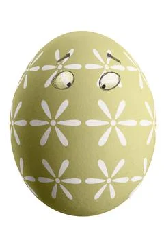 Large picture of an isolated easter egg with floral pattern and mask. Stock Photos