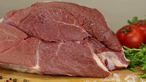A large piece of raw beef Stock Footage 122205454