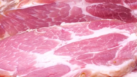 Large piece of raw meat on the table Stock Footage 226808663