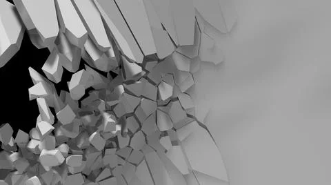 Large pieces breaking wall with cracks monochromatic texture picture Illustrazione stock
