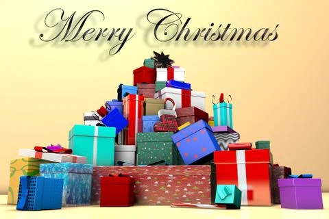 A large pile of gift boxes. Holiday concept Stock Illustration
