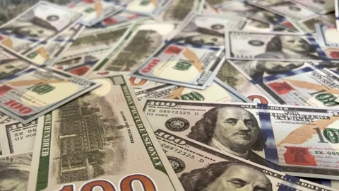 Large Pile of One Hundred Dollar Bills Wealth Cash Background Stock Footage 337034279