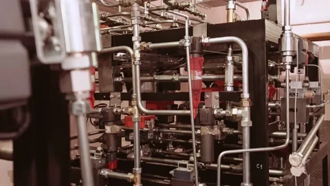A large pile of tubes in the hydraulic system of the equipment Video stock 213726038