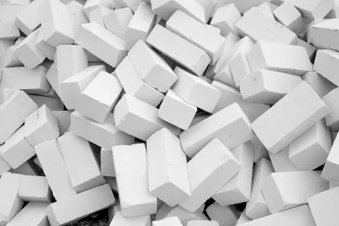 A large pile of white silicate bricks Stock Photos