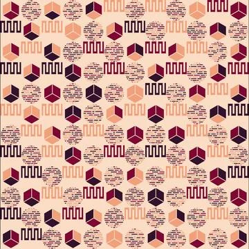 A large pink and red pattern on a tan background, including many diagonal Stock Illustration