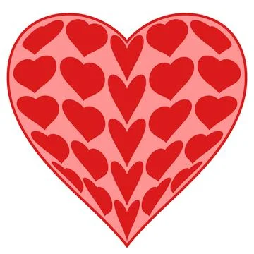 Large pink heart filled with multiple smaller red hearts pattern Stockillustratie