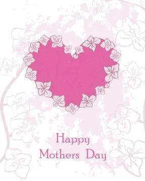 Large pink heart vector. Happy mother's Day. Postcard template with .pastel o Stock Illustration