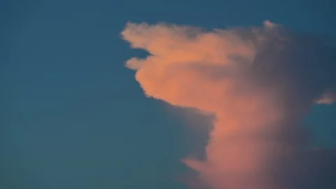 Large Pink Orange Cloud at Sunset over Lake Stock-Footage 345034144