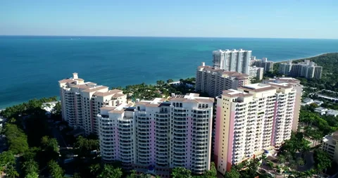 Large pink resort in Key Biscayne Stock Footage 172162935