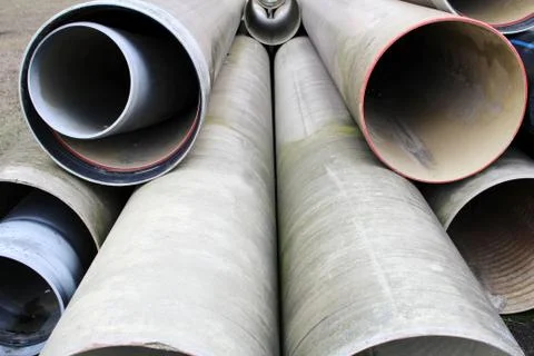 Large pipes. Construction. Stock Photos