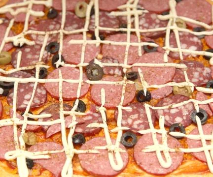 Large pizza Stock-Fotos