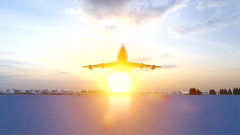 Large plane takes off from the airport Stock Footage 232907857