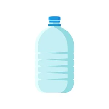 Large plastic bottle with blue lid. Empty transparent container for mineral Stock Illustration