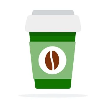 Large plastic coffee cup with lid and coffee bean print vector flat isolated イラスト素材