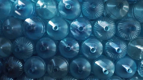 Large plastic empty bottle. A range of custom made empty 5 gallon  Stock Footage 165075996