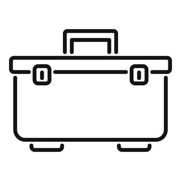 Large plastic toolbox with metal clasps for storing tools is standing on floor Stock Illustration