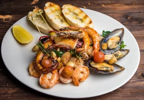 Large plate of seafood Stock Photos