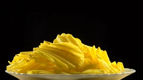 A large plate with tasty chips Stock Footage 88361740