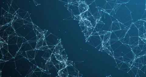 Large plexus, on a blue background, glowing lines and dots Stock Illustration