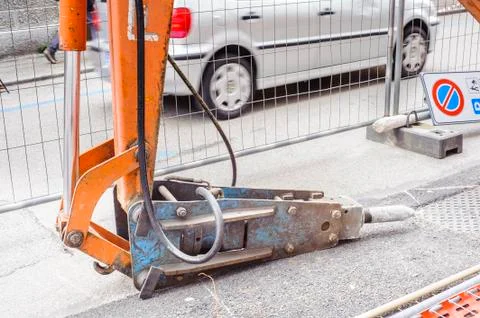 Large pneumatic hammer Stock Photos