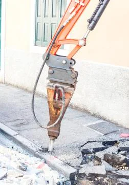 Large pneumatic hammer Stock Photos