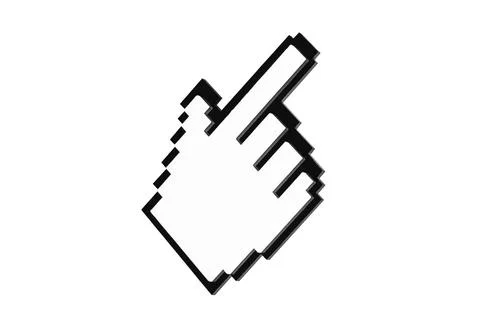 Large Pointer Cursor Shape isolated on White Stock Photos