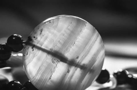 Large polished beads of beautiful translucent green agate gemstone, macro Stock Photos