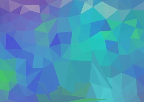 Large polygon low poly background in blue, aqua, green, violet color for on.. Stock Illustration