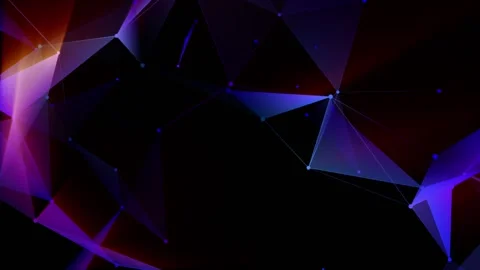 Large polygonal planes are connected by large blue dots and rotate against a Stock Footage 154763050