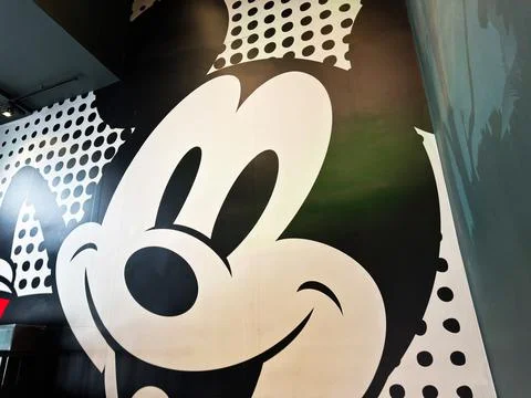 Large pop art Mickey Mouse mural on interior wall in Dublin, Ireland showin.. Stock Photos