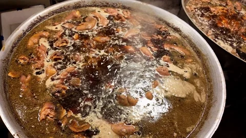 Large Pot of Braised Pork Simmering in Rich Dark Broth at Thai Street Food 库存影片 340352374