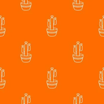 Large pot cactus pattern vector orange Illustrazione stock