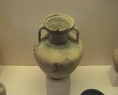 Large pot in display cabinet inside Museum in Rhodes Old Town Stock Footage 22573027
