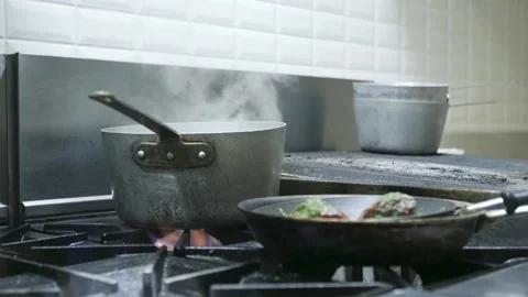 A large pot on the stove Stock Footage 155449665