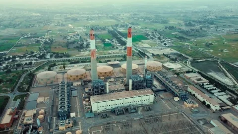 Large Power Generation Facility in Rural Agricultural Landscape Stock Footage 344408403