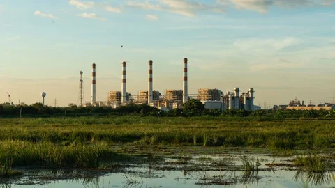 Large power plant at sunset. Stock Footage 102213666