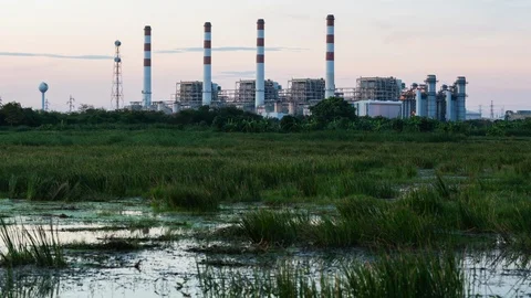 Large power plant at sunset. Stock Footage 102214461