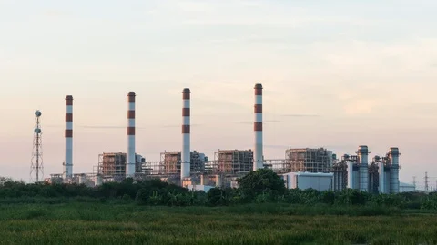 Large power plant at sunset. Stock Footage 102214953