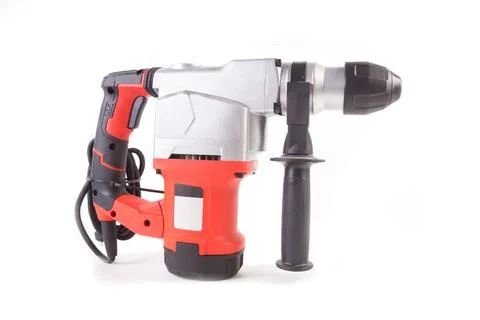 Large powerful modern drill - perforator isolated Stock Photos