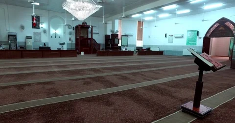 A large prayer hall in the mosque. Stock Footage 76733881