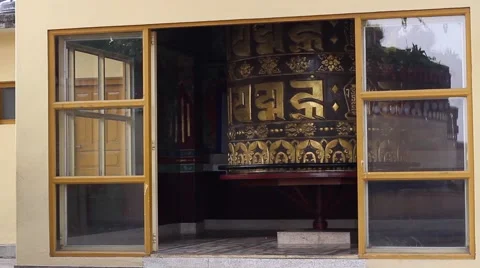 A large prayer wheel Stock Footage 58973213