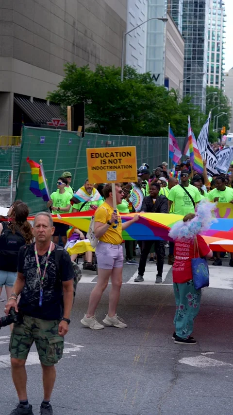 Large Pride Flag Carried by Crowd During Toronto Parade Stock-Footage 332018065