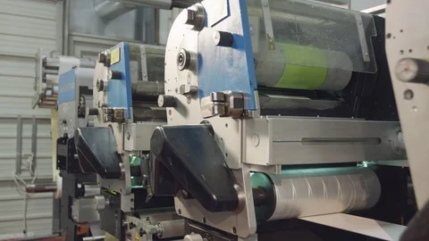 Large printing machine in a printing factory Stock Footage 101105514