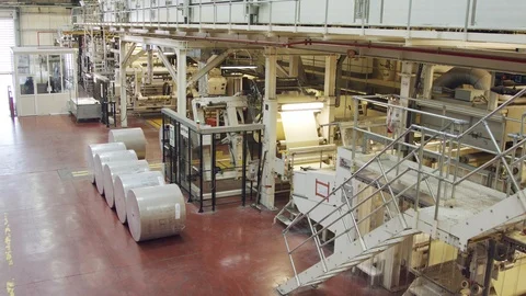 Large printing machine in a printing factory Stock Footage 101107157