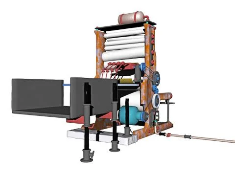 Large printing press in the workshop Stock Illustration