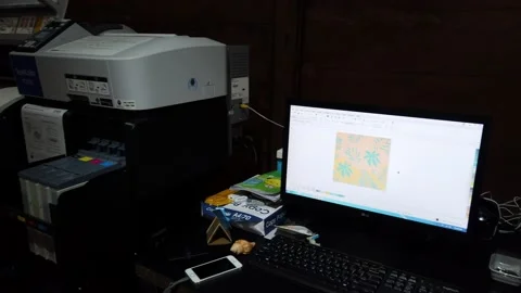 Large Printing Process on Transfer Paper for Fabric, Machine for Industrial Video stock 130229930