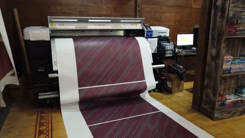 Large Printing Process on Transfer Paper for Fabric, Machine for Industrial Stock Footage 130230570