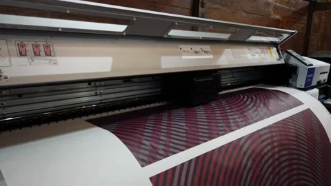 Large Printing Process on Transfer Paper for Fabric, Machine for Industrial Stock Footage 130230579
