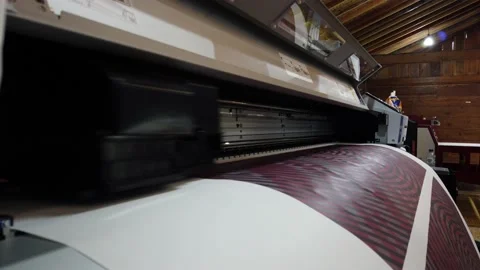 Large Printing Process on Transfer Paper for Fabric, Machine for Industrial Stock Footage 130230736