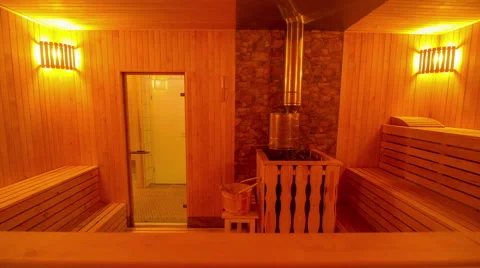 Large private sauna with a stylish interior 2 Video stock 56910624